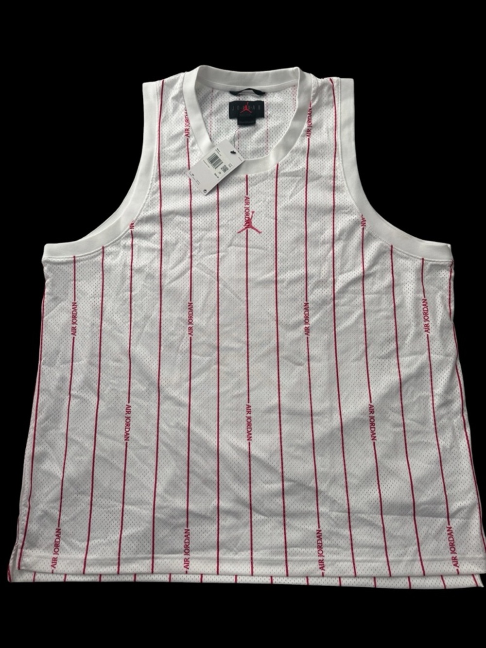 New men’s Nike Jordan White & Red Pinstriped Basketball Jersey